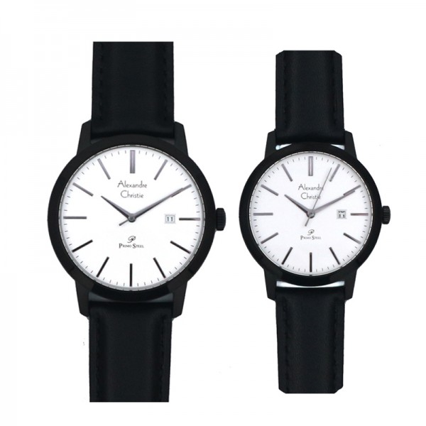 Alexandre Christie AC 1007 Black White Leather Couple